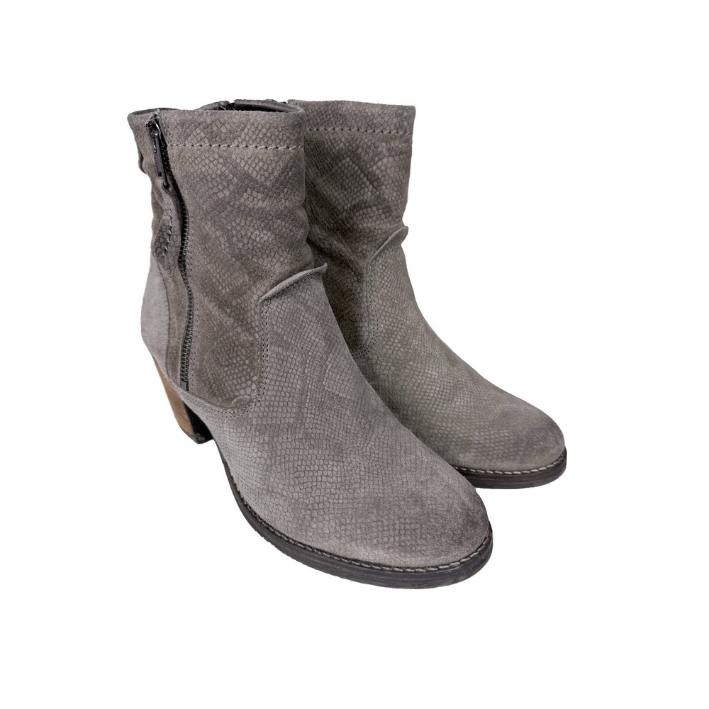 Taos Taupe Reptile Embossed Suede Standout Ankle Boots 7-7.5 EU38